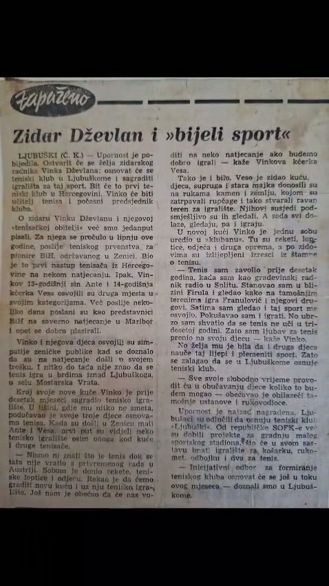 Kadar iz videa o teniskom centru